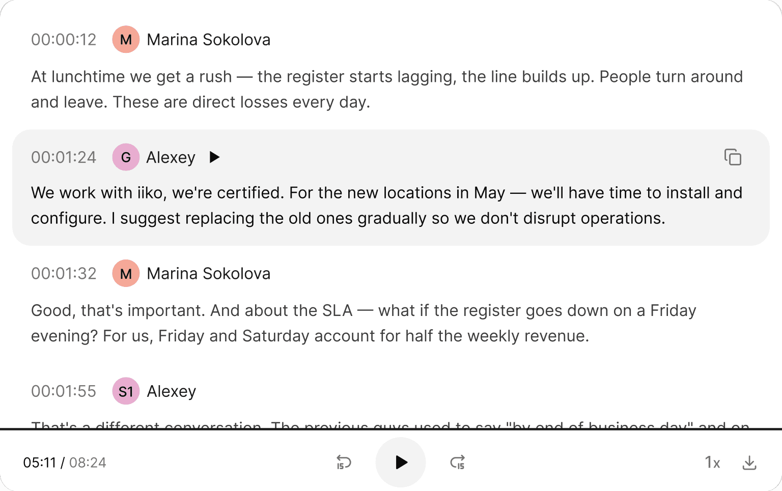 Transcript in Speech